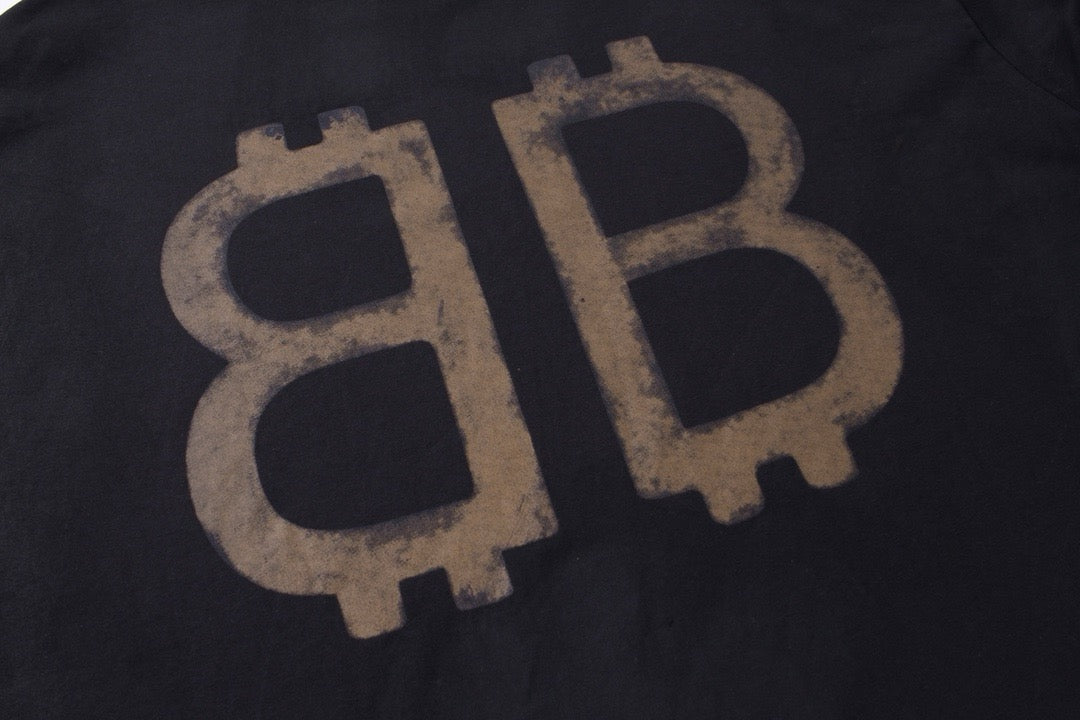 Black Cotton Monogram Long-Sleeve - Men's