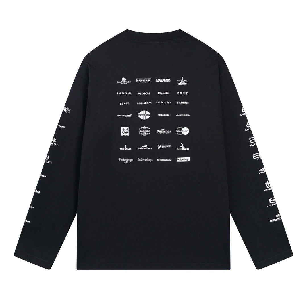 Black Cotton Grid Print Long-Sleeve - Men's