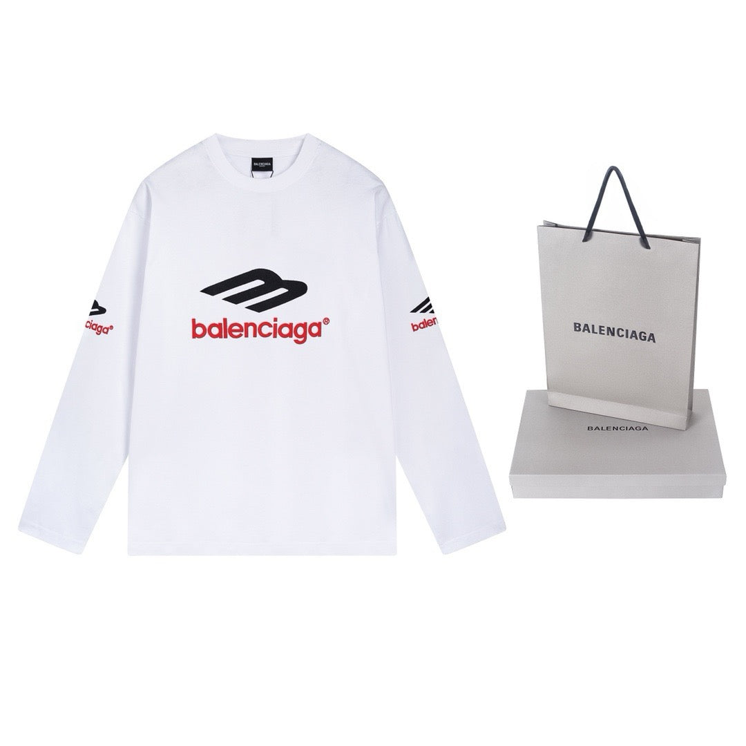 Black Cotton Sports Logo Long-Sleeve - Men's