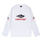 Black Cotton Sports Logo Long-Sleeve - Men's