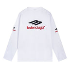 Black Cotton Sports Logo Long-Sleeve - Men's