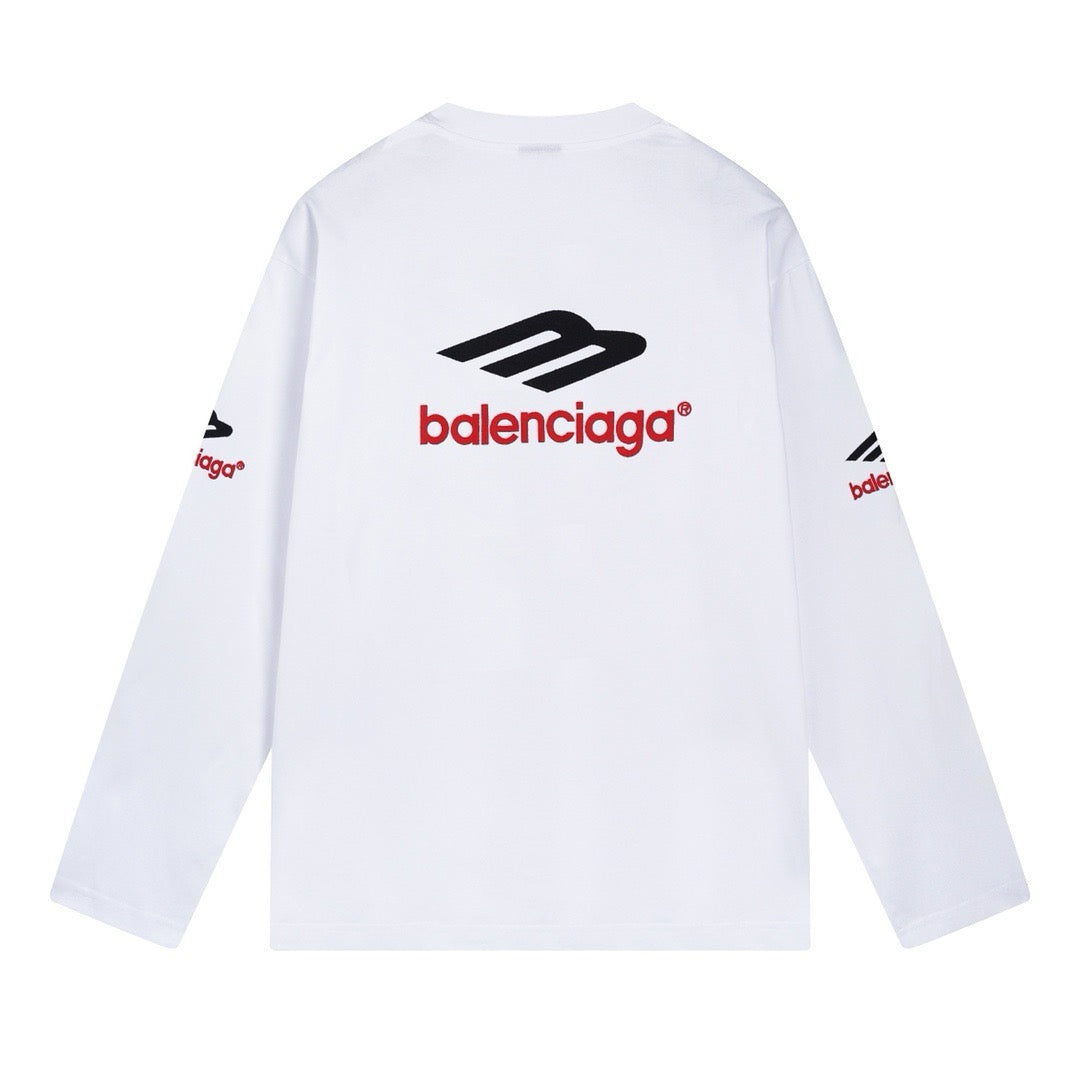 Black Cotton Sports Logo Long-Sleeve - Men's