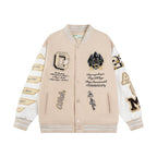 Cream Wool Patch Varsity - Men's