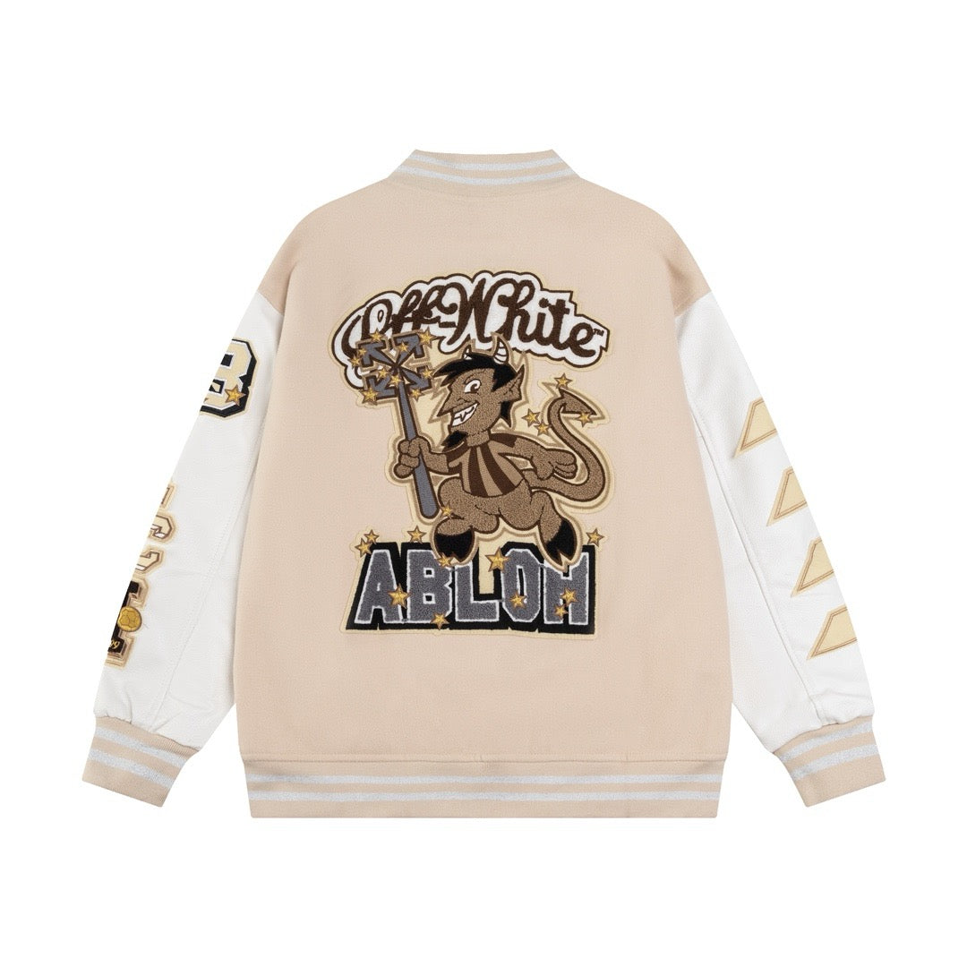 Cream Wool Patch Varsity - Men's