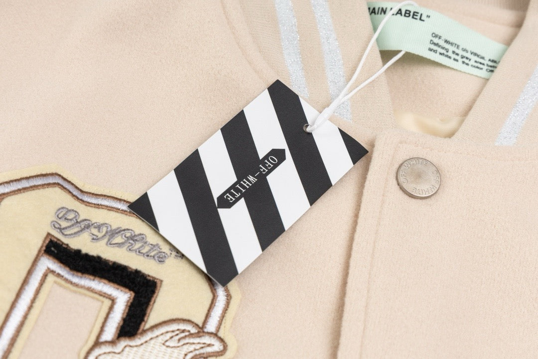Cream Wool Patch Varsity - Men's