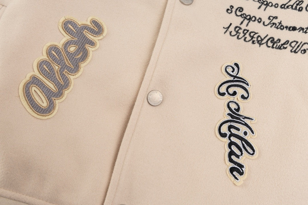 Cream Wool Patch Varsity - Men's