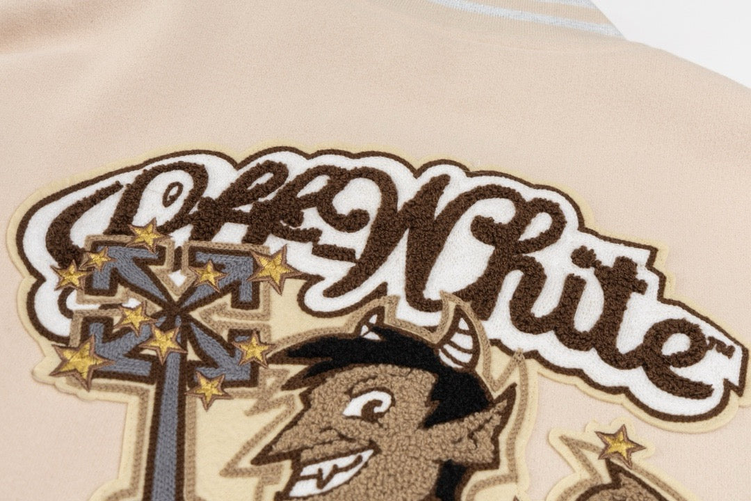 Cream Wool Patch Varsity - Men's