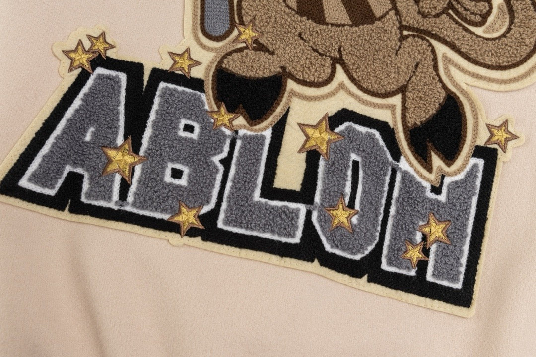 Cream Wool Patch Varsity - Men's