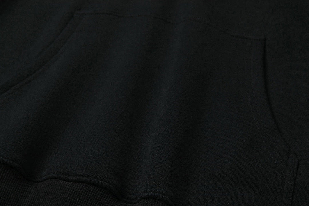 Black Cotton Chest Text Pullover - Men's
