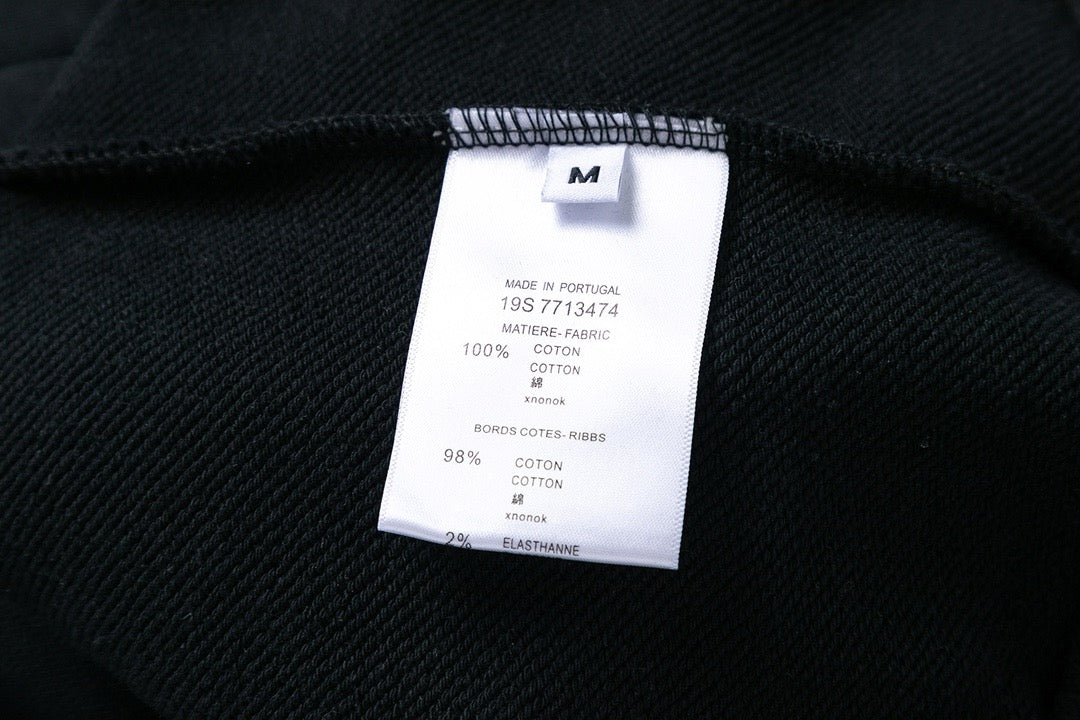 Black Cotton Chest Text Pullover - Men's