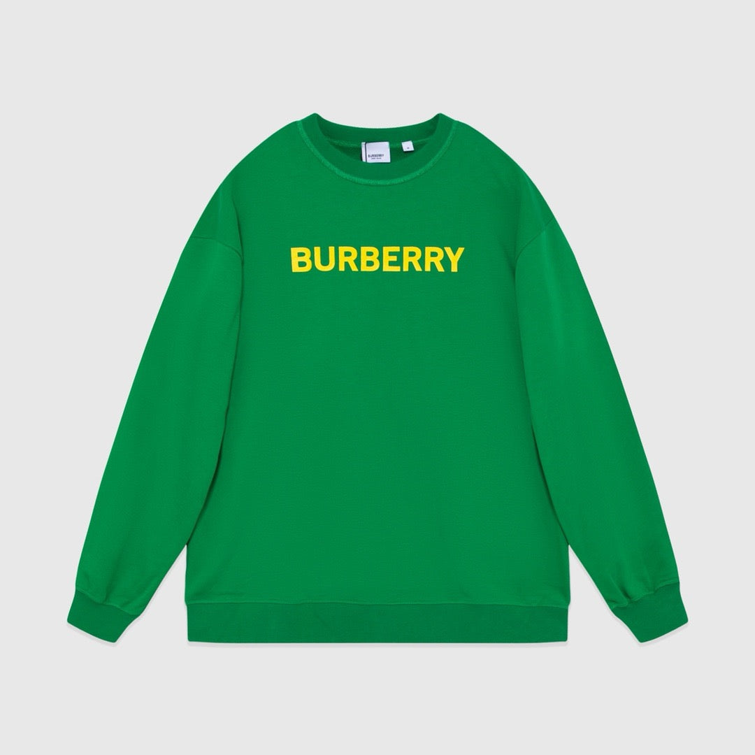 Green Cotton Yellow Text Crewneck - Men's