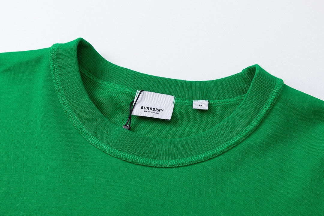 Green Cotton Yellow Text Crewneck - Men's