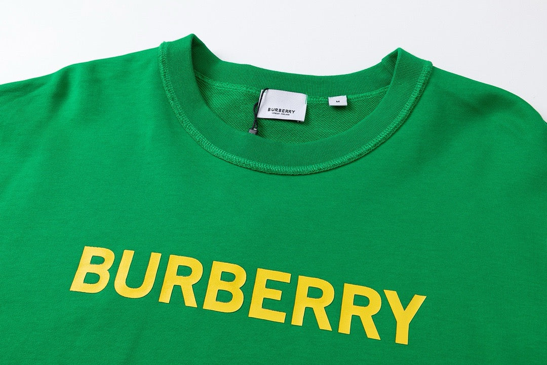 Green Cotton Yellow Text Crewneck - Men's
