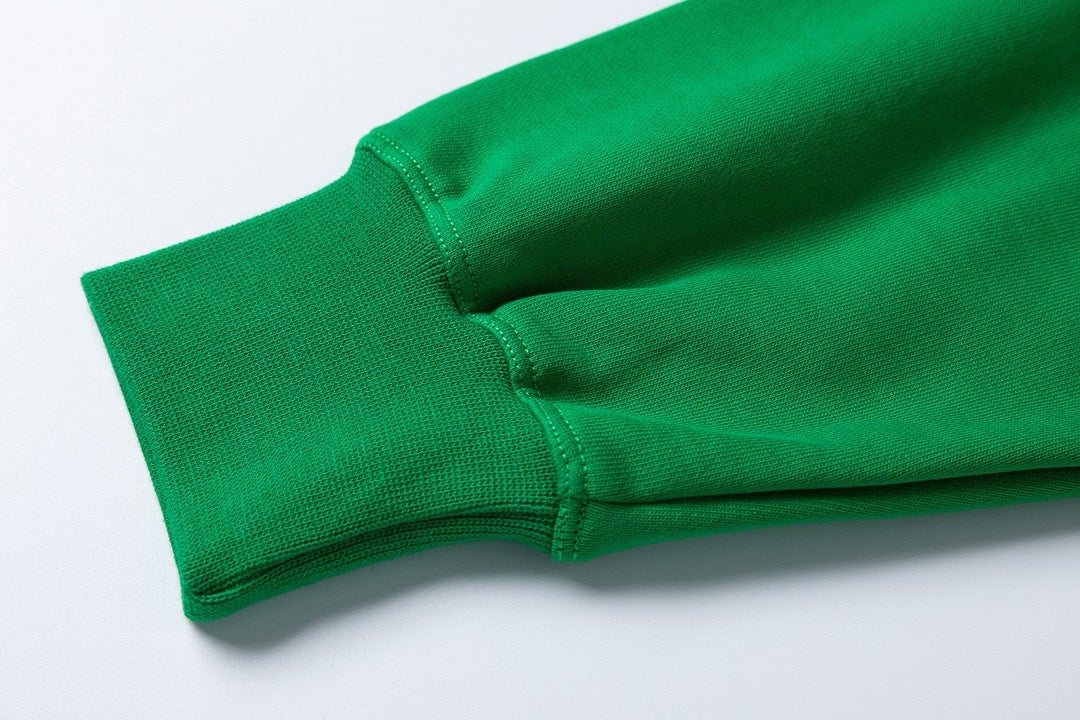 Green Cotton Yellow Text Crewneck - Men's