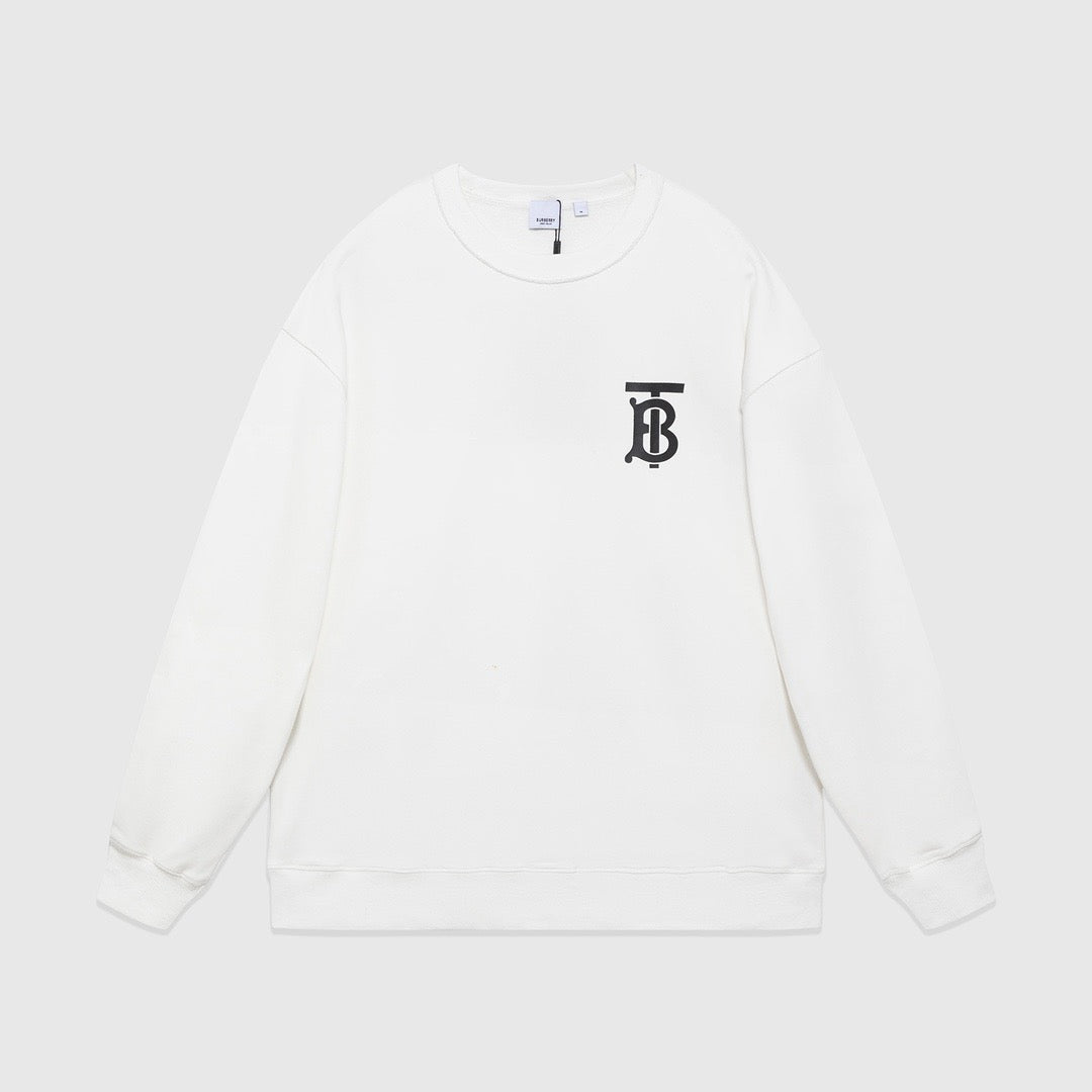 Black Cotton Monogram Crewneck - Men's