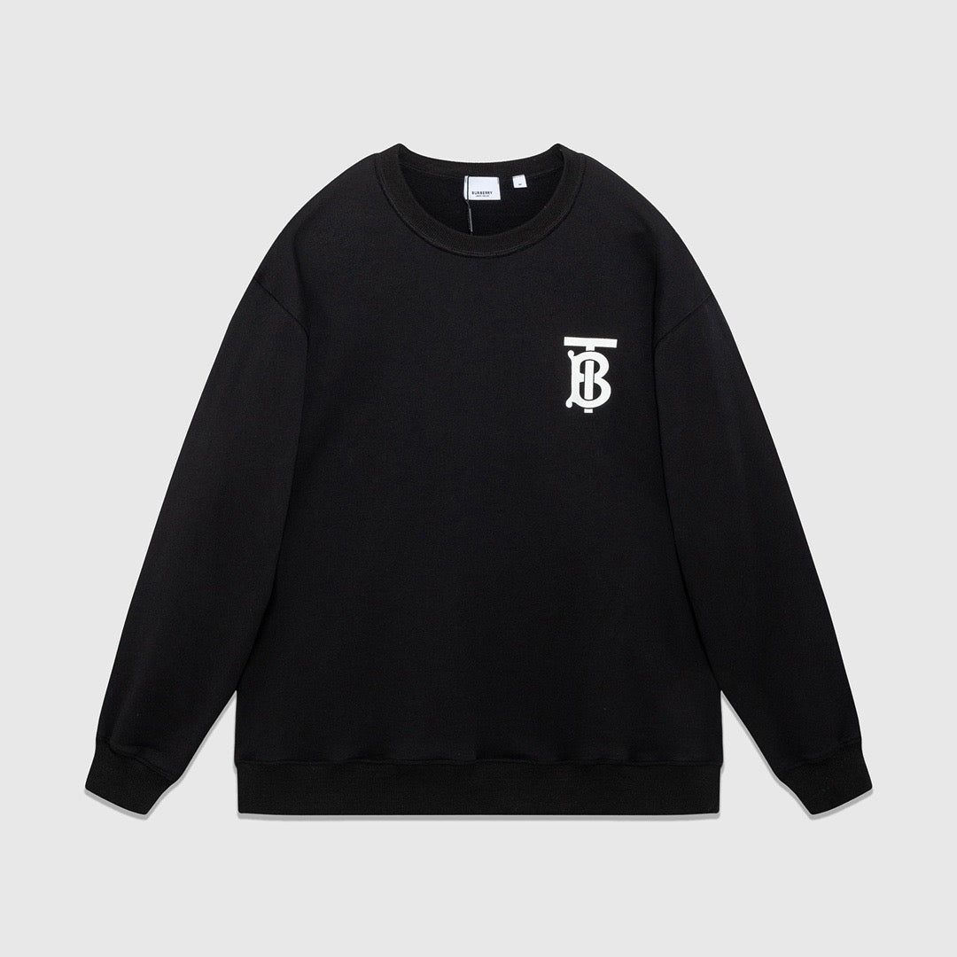 Black Cotton Monogram Crewneck - Men's