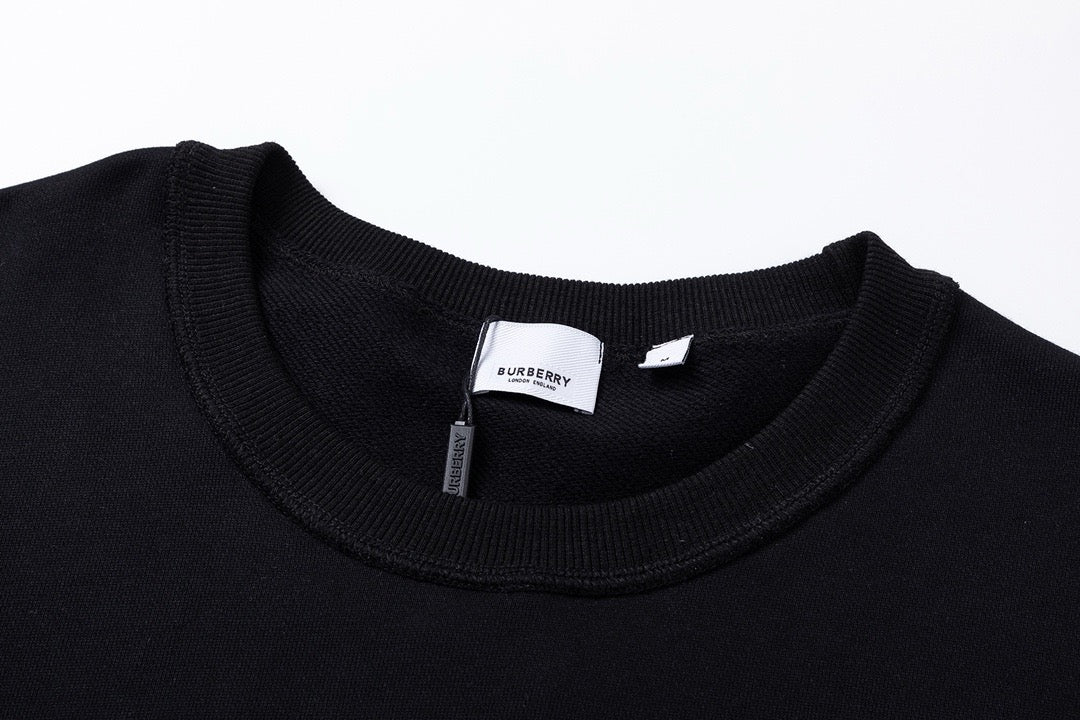 Black Cotton Monogram Crewneck - Men's