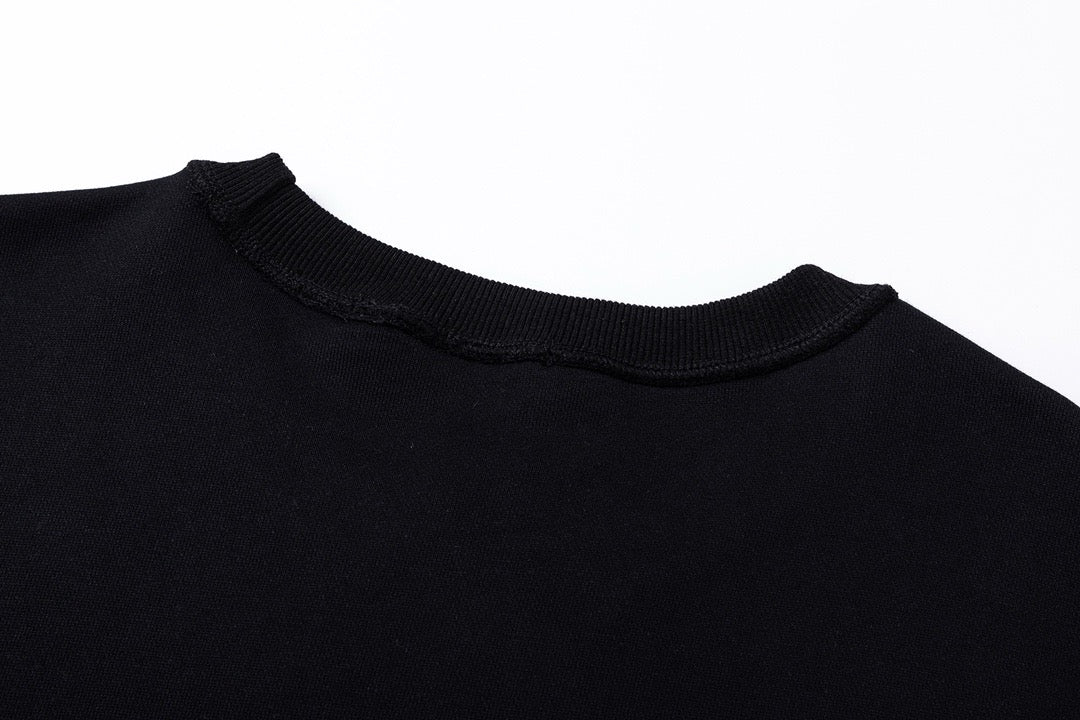 Black Cotton Monogram Crewneck - Men's