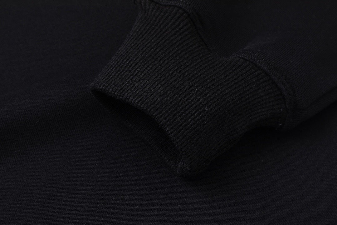 Black Cotton Monogram Crewneck - Men's