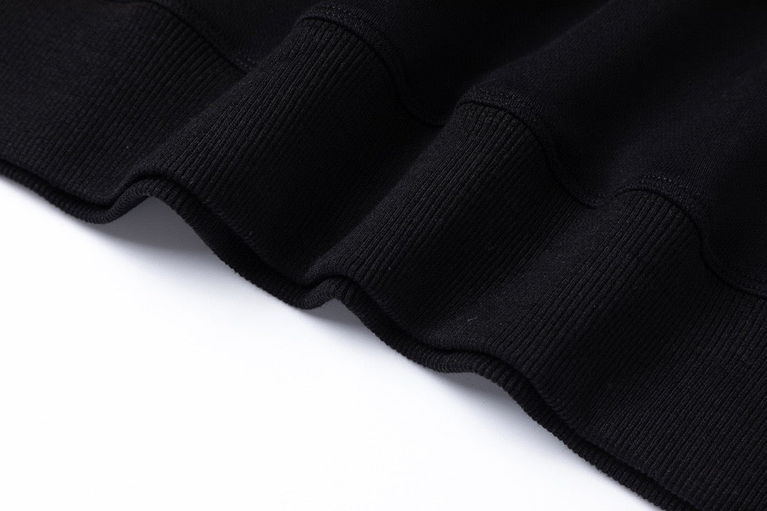 Black Cotton Monogram Crewneck - Men's