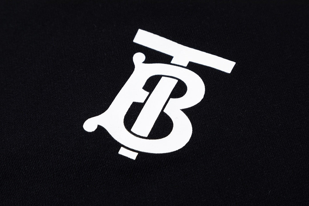 Black Cotton Monogram Crewneck - Men's