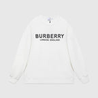 Black Cotton White Text Crewneck - Men's