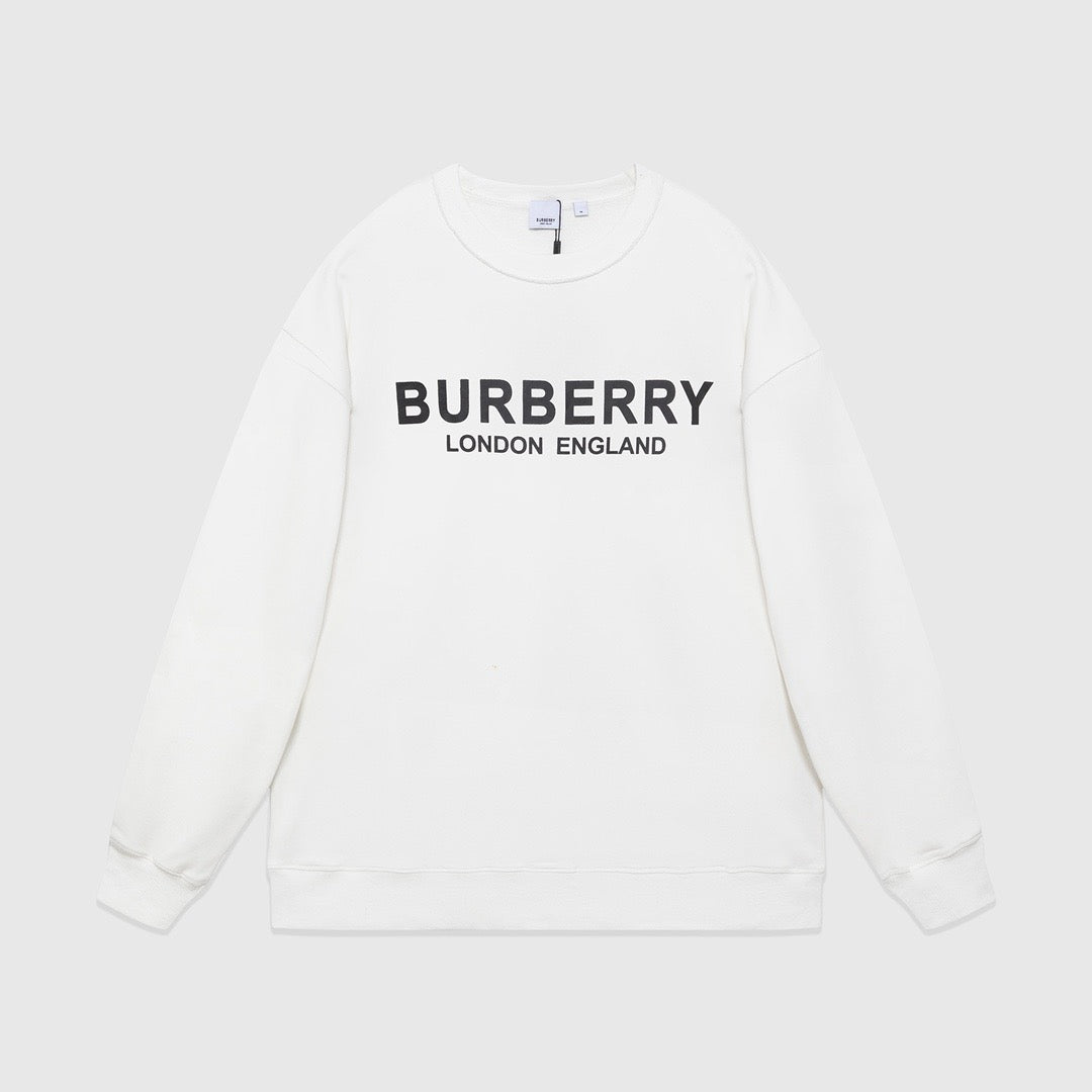 Black Cotton White Text Crewneck - Men's