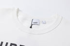 Black Cotton White Text Crewneck - Men's
