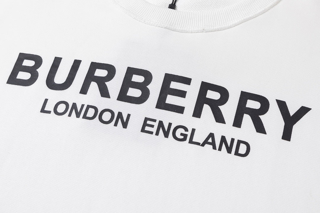 Black Cotton White Text Crewneck - Men's