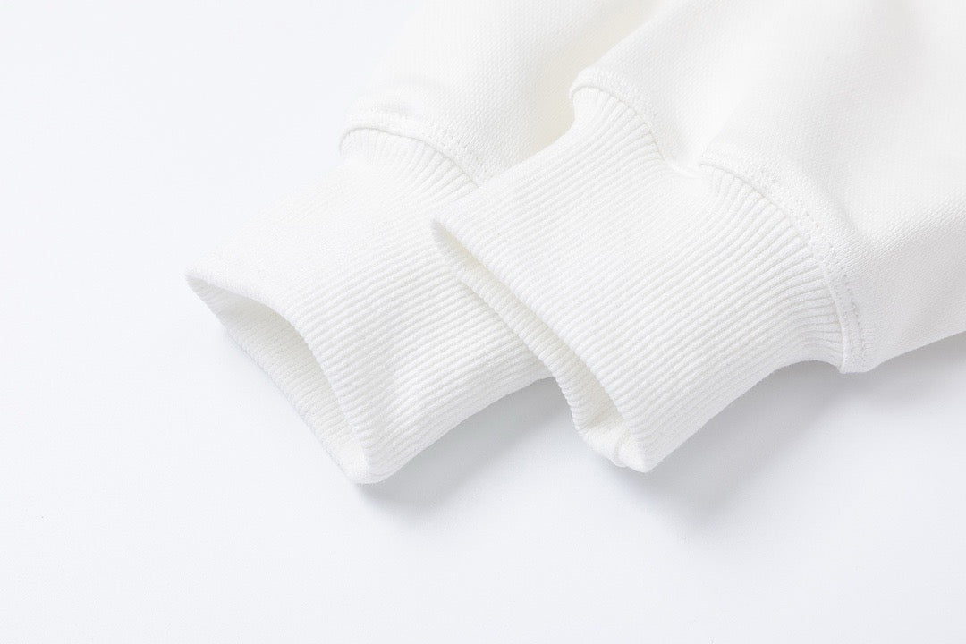 Black Cotton White Text Crewneck - Men's
