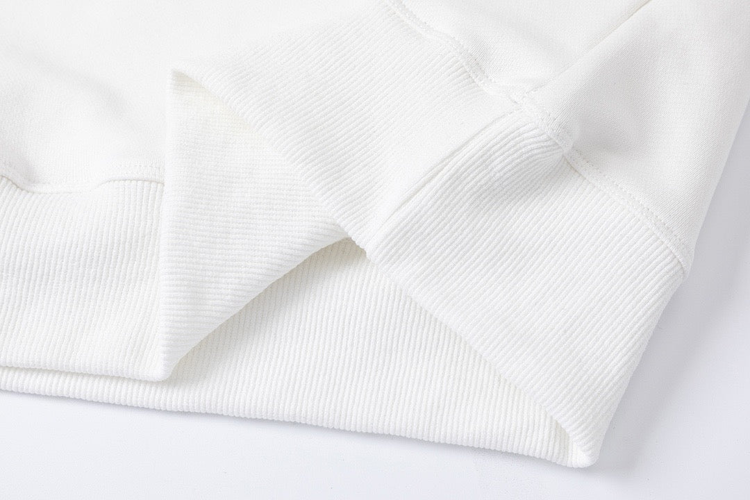 Black Cotton White Text Crewneck - Men's