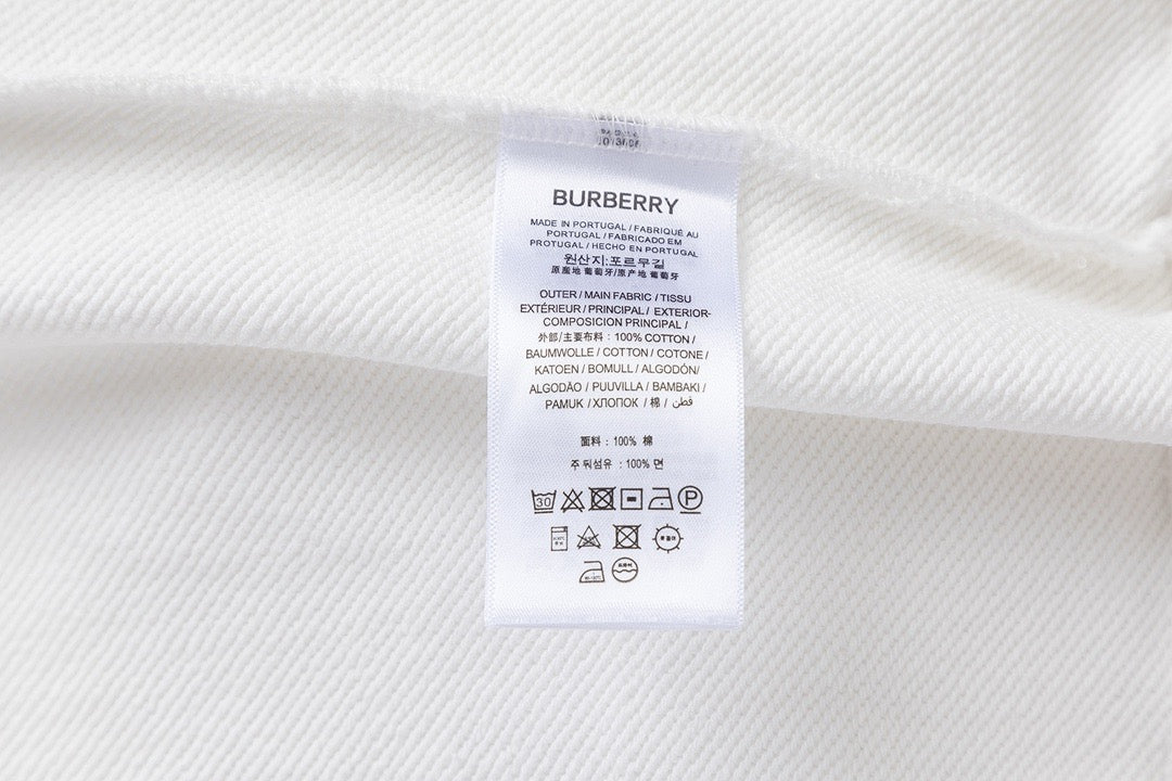Black Cotton White Text Crewneck - Men's