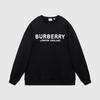Black Cotton White Text Crewneck - Men's