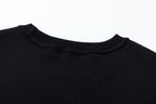 Black Cotton White Text Crewneck - Men's