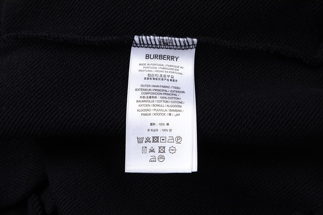 Black Cotton White Text Crewneck - Men's