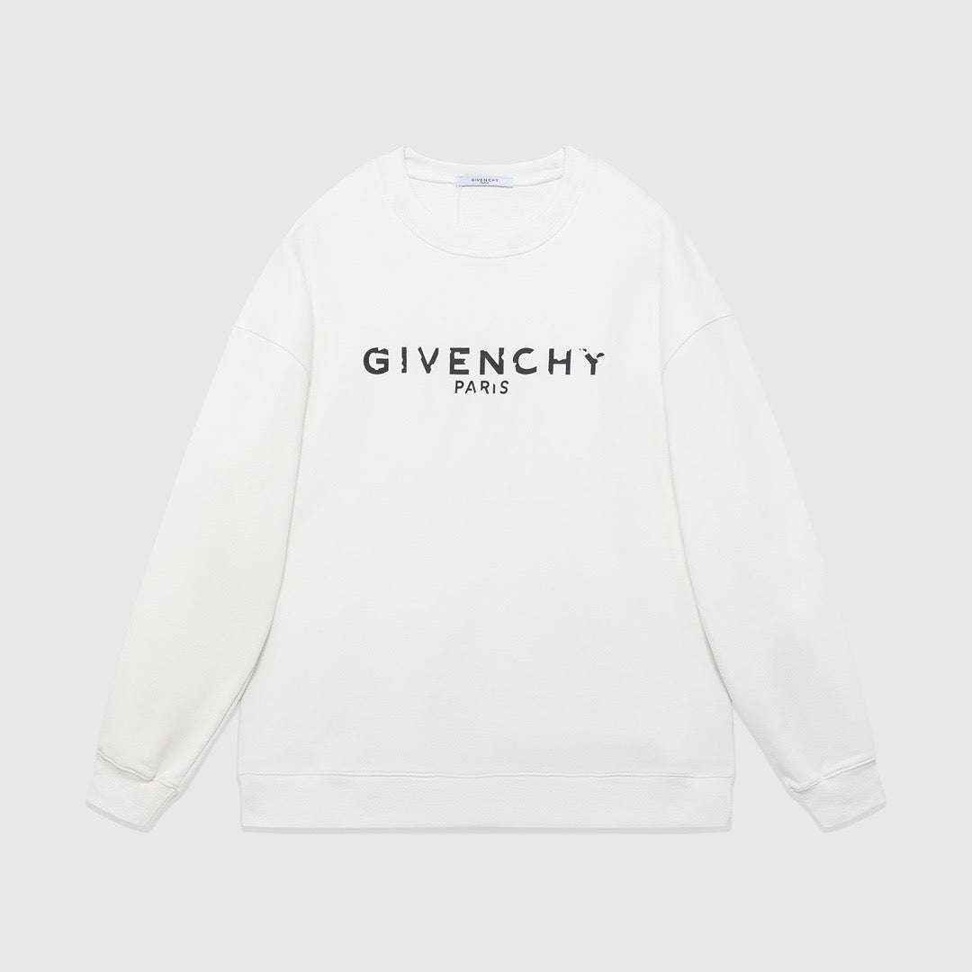 Black Cotton Chest Text Crewneck - Men's
