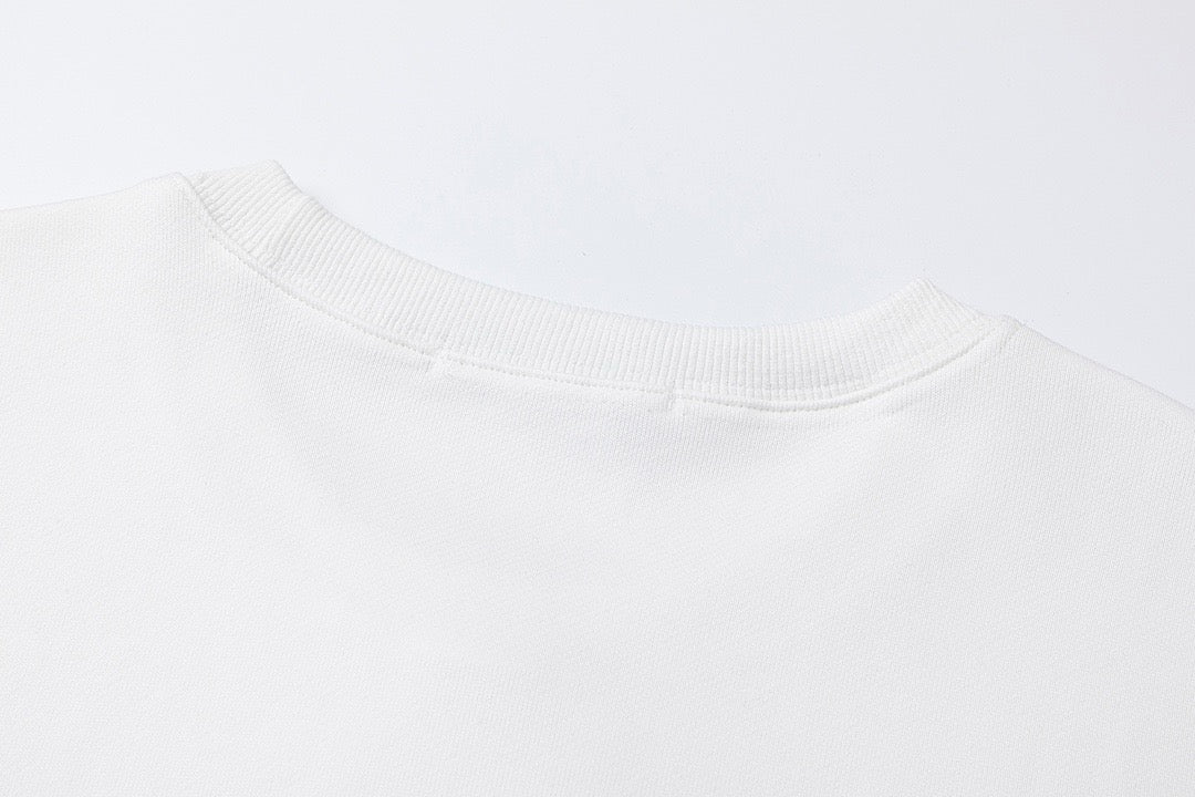 Black Cotton Chest Text Crewneck - Men's
