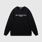 Black Cotton Chest Text Crewneck - Men's