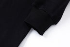 Black Cotton Chest Text Crewneck - Men's