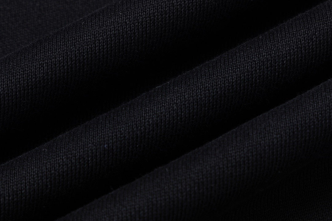 Black Cotton Chest Text Crewneck - Men's