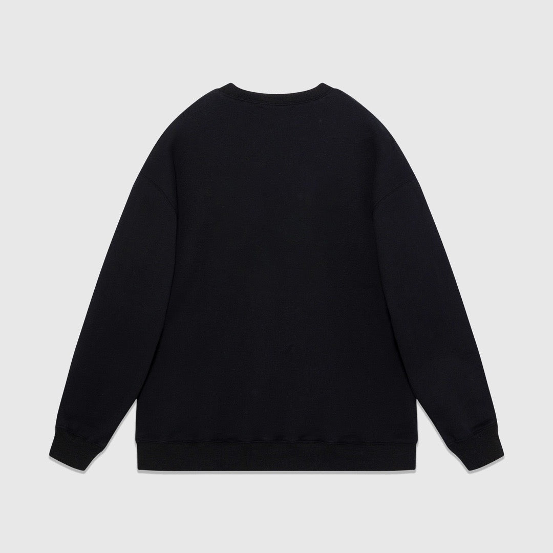 Black Cotton Bear Graphic Crewneck - Men's