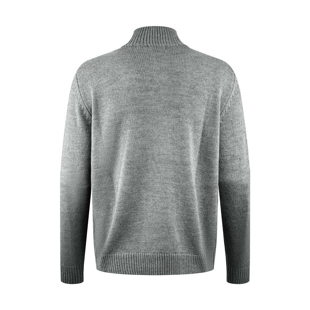 Black Wool Plain Half-Zip - Men's