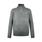Black Wool Plain Half-Zip - Men's