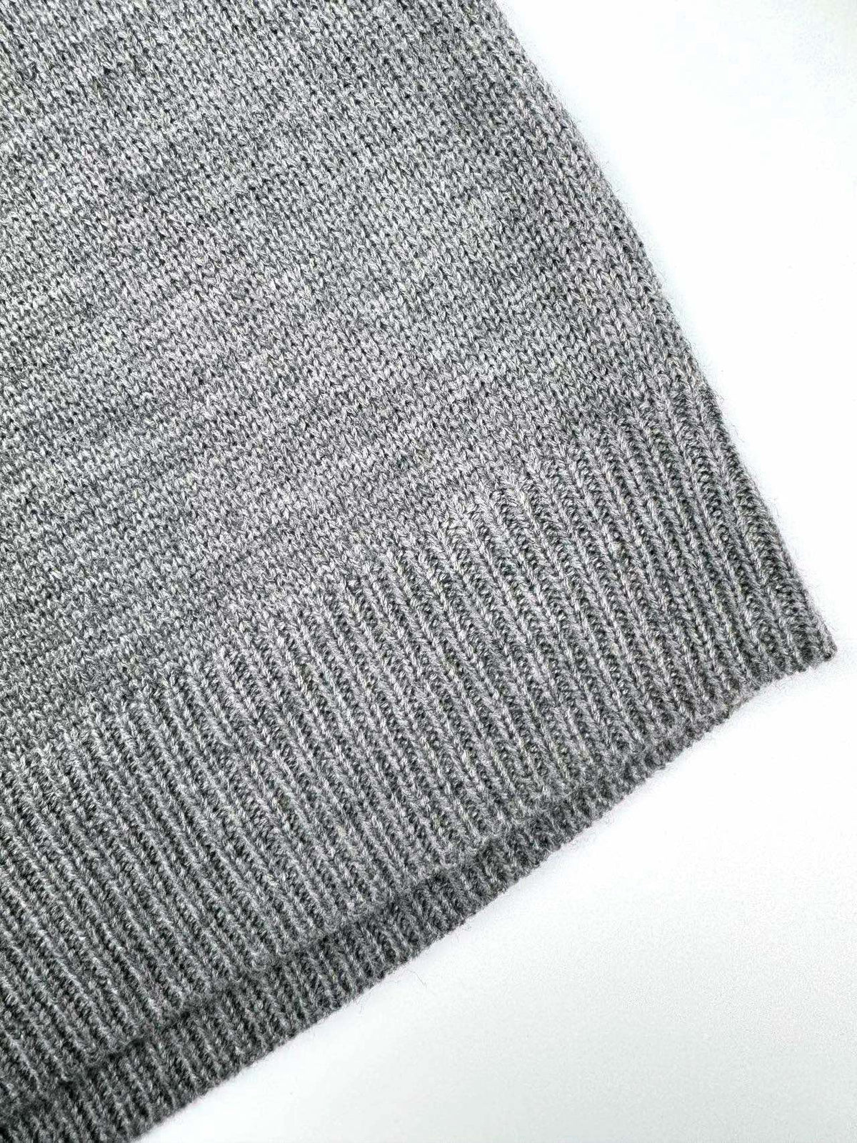 Black Wool Plain Half-Zip - Men's