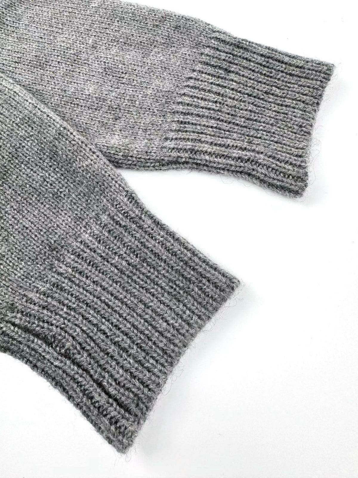 Black Wool Plain Half-Zip - Men's