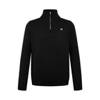 Black Wool Plain Half-Zip - Men's