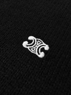 Black Wool Plain Half-Zip - Men's