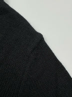 Black Wool Plain Half-Zip - Men's