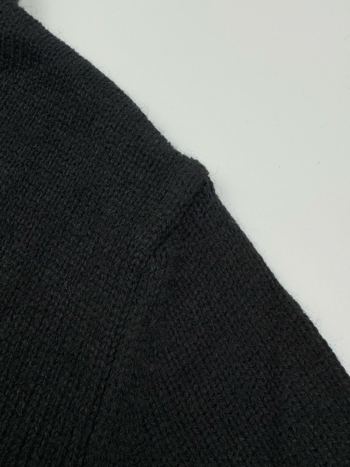 Black Wool Plain Half-Zip - Men's
