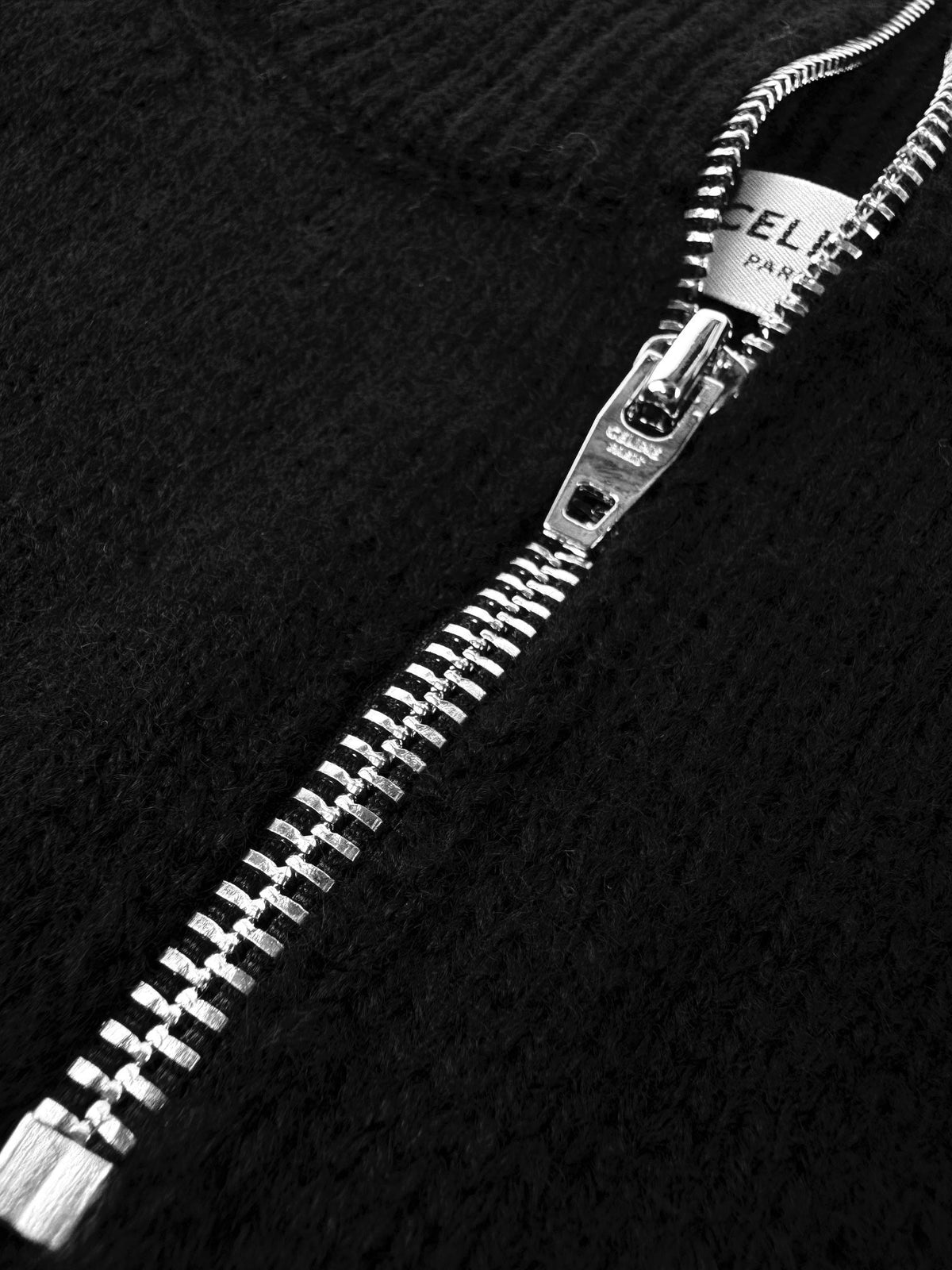 Black Wool Plain Half-Zip - Men's